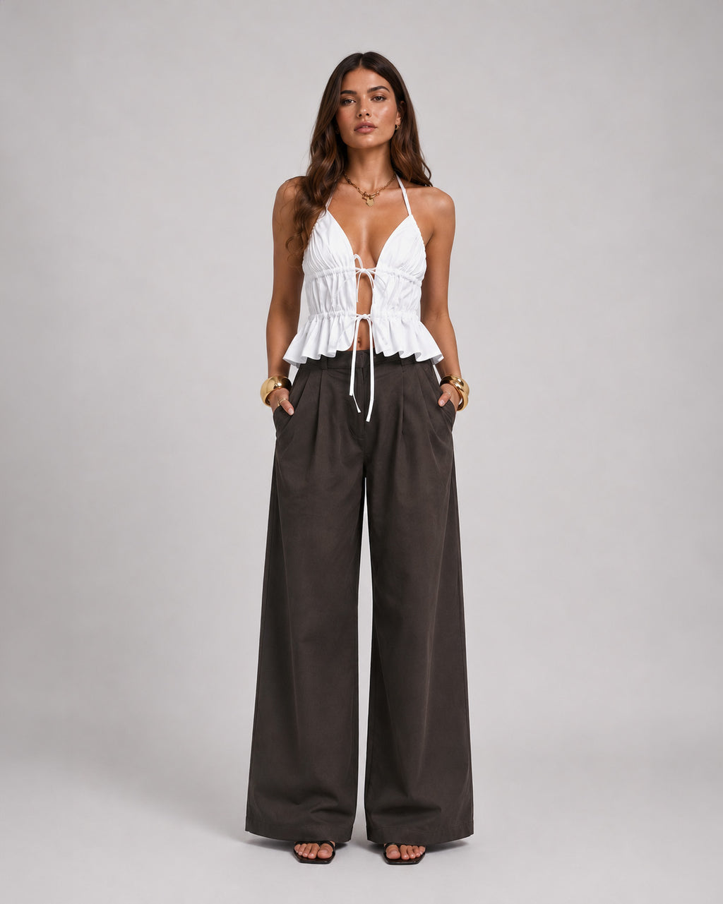 Ruche and Tie Top