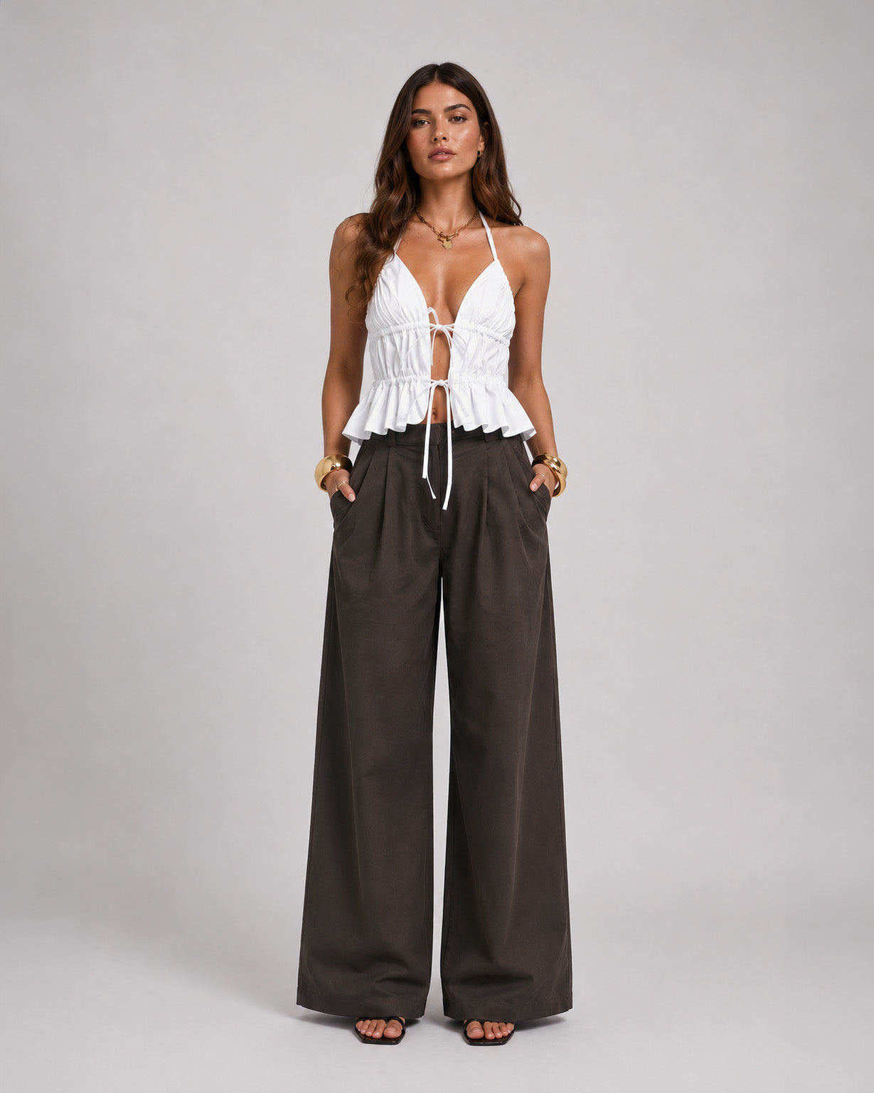 Ruche and Tie Top