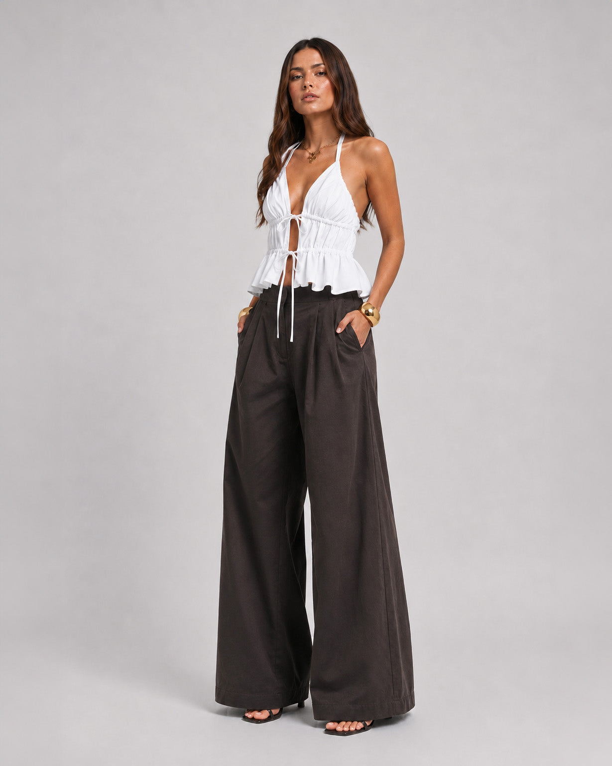 Ruche and Tie Top