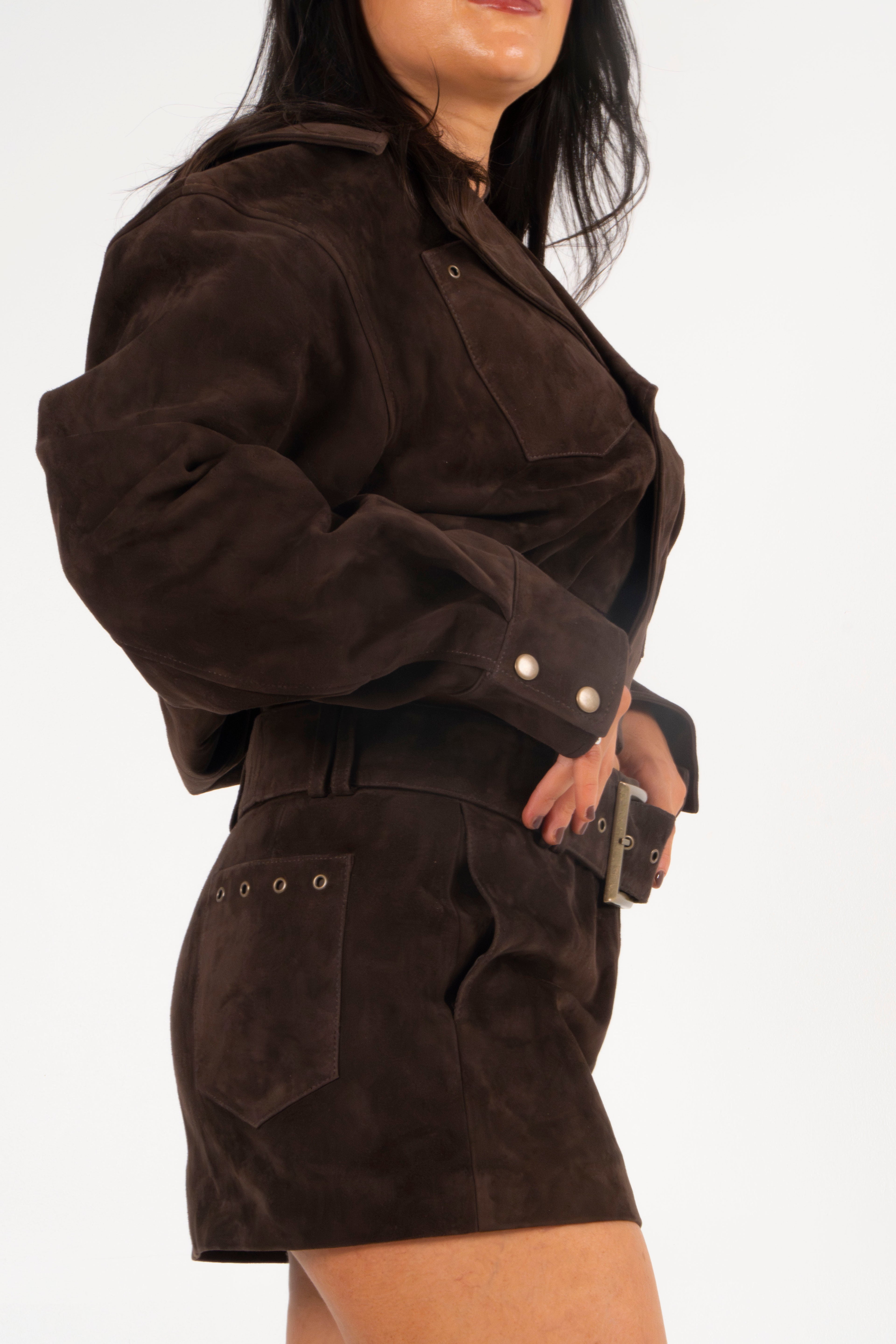 Suede Belted Mini Skirt