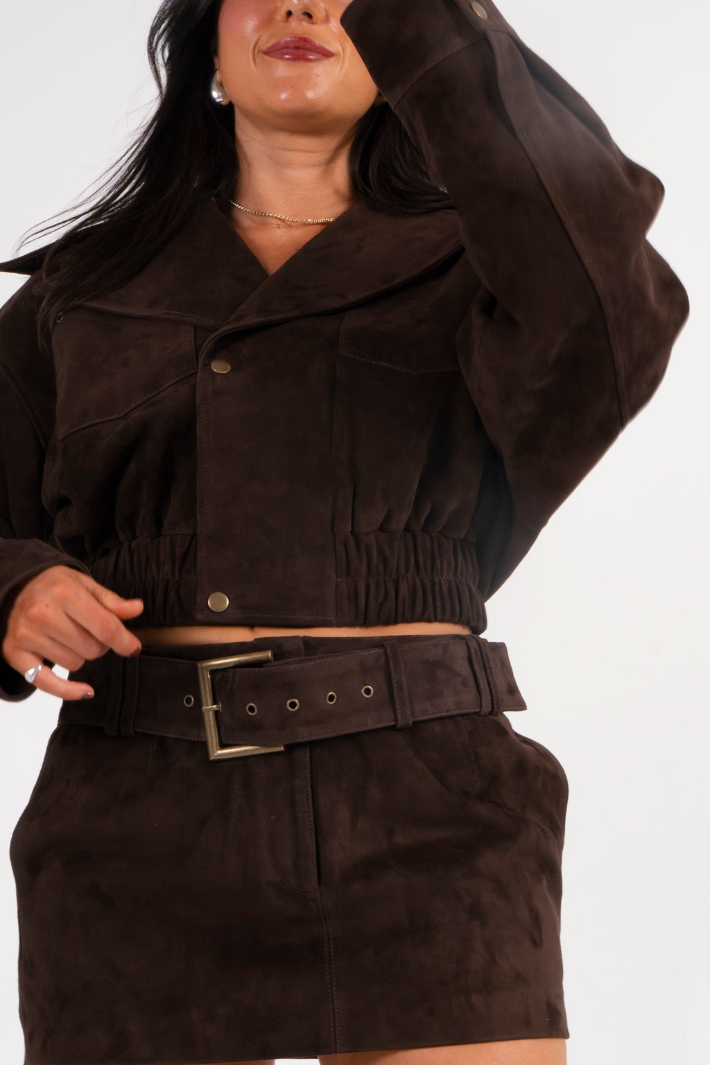 Suede Belted Mini Skirt