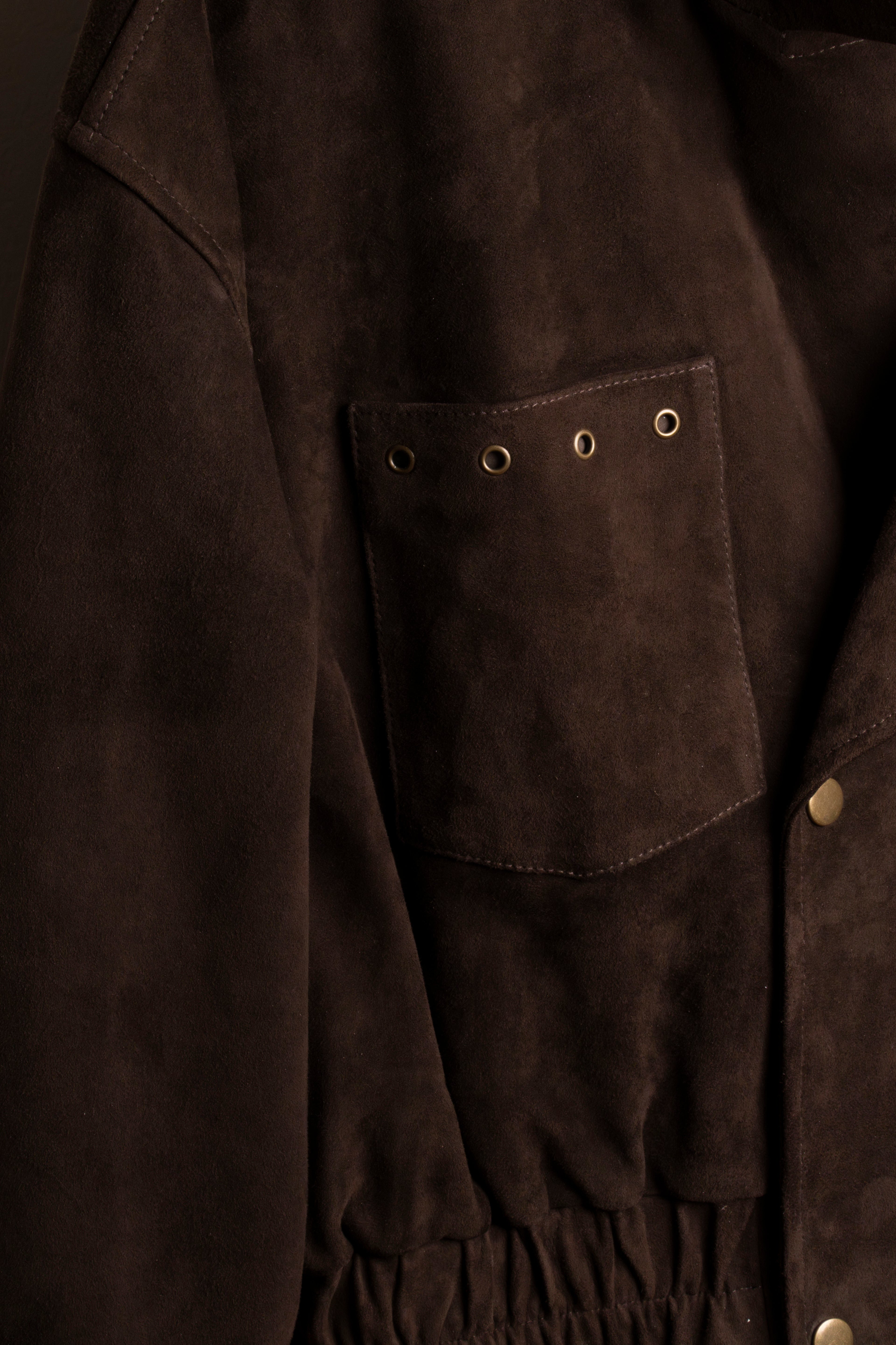 Suede Cropped Bomber Jacket