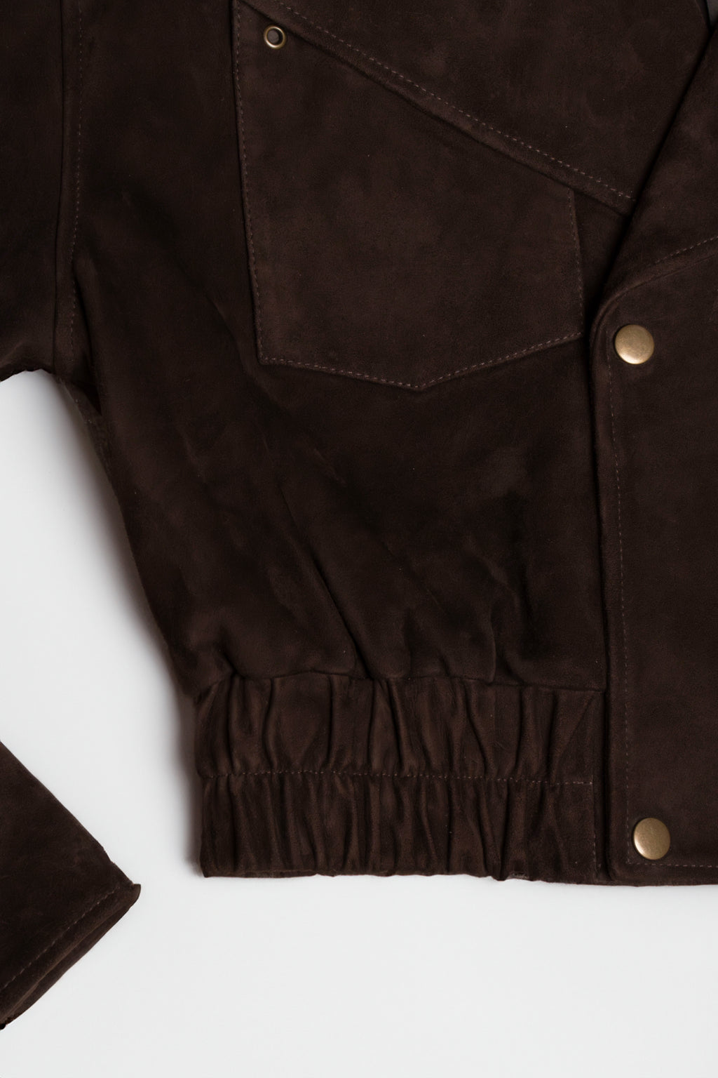 Suede Cropped Bomber Jacket