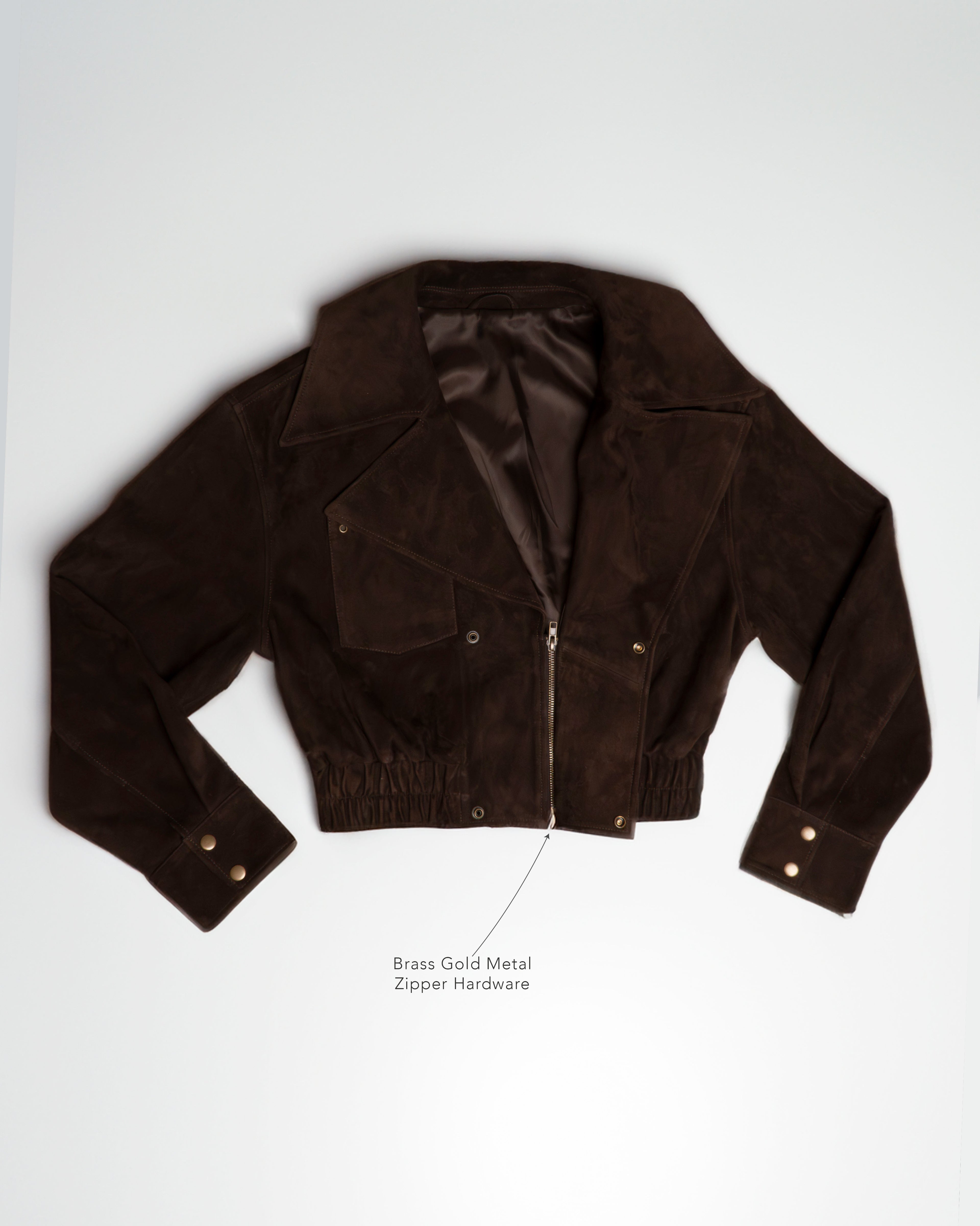 Suede Cropped Bomber Jacket