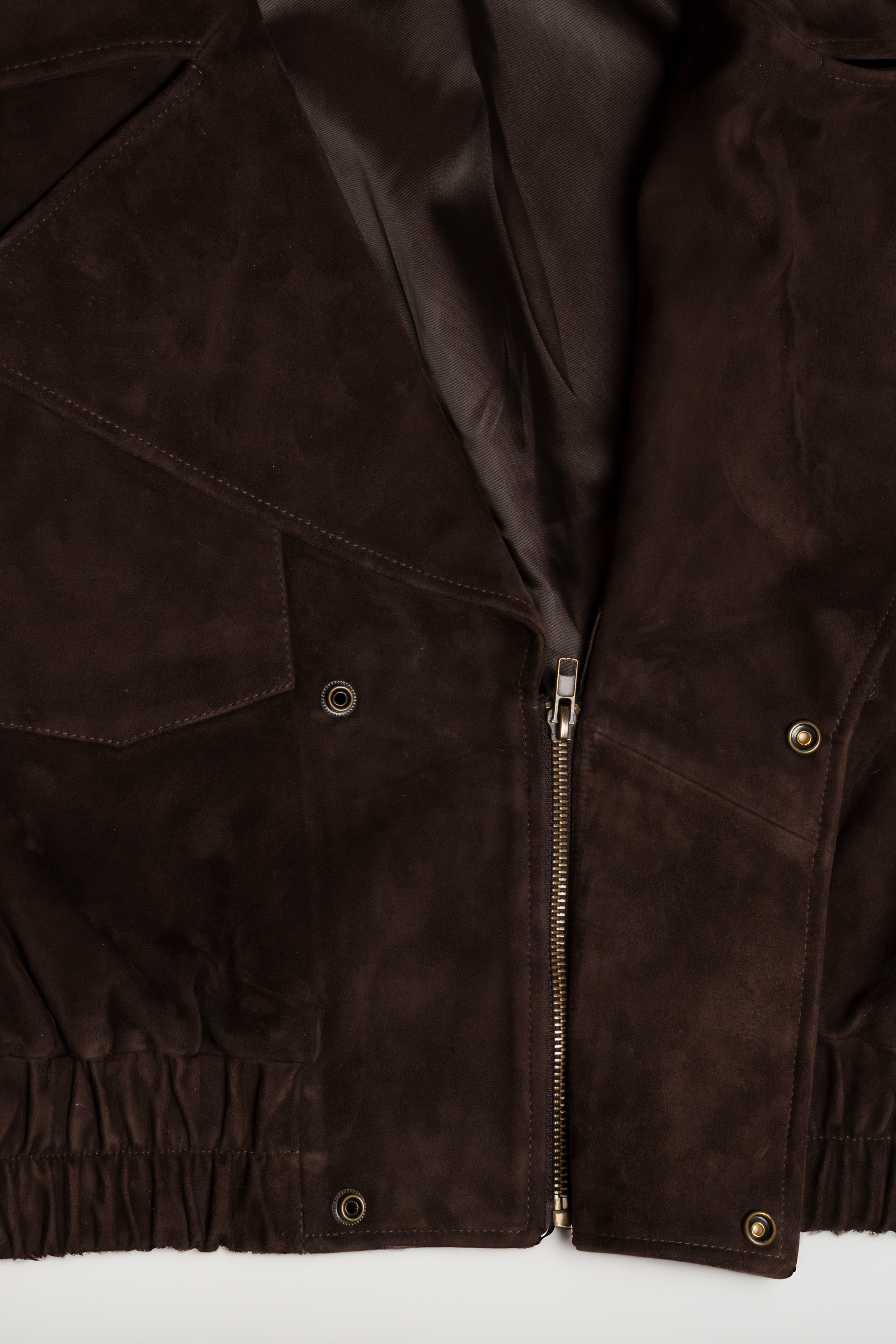 Suede Cropped Bomber Jacket