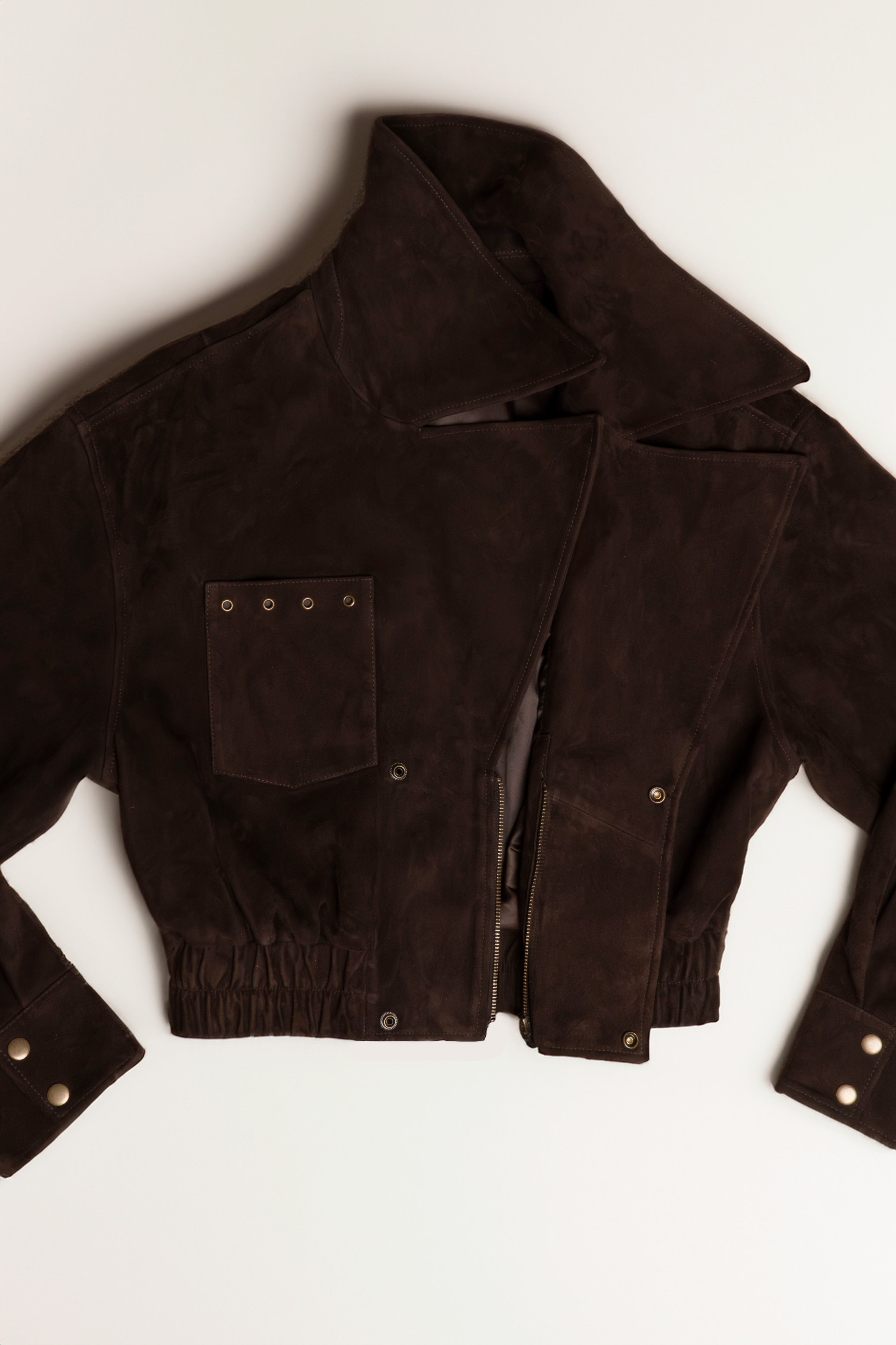 Suede Cropped Bomber Jacket