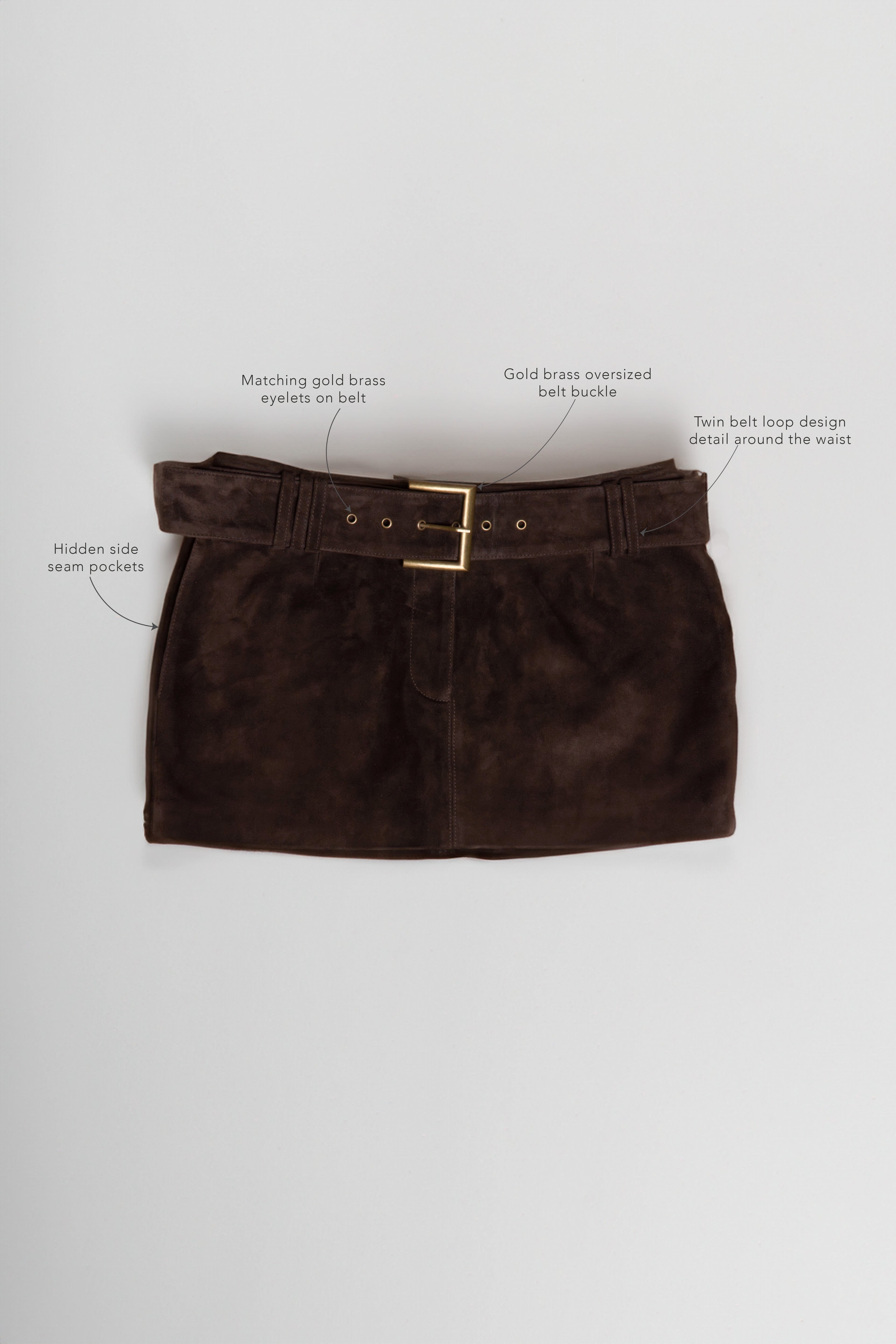 Suede Belted Mini Skirt