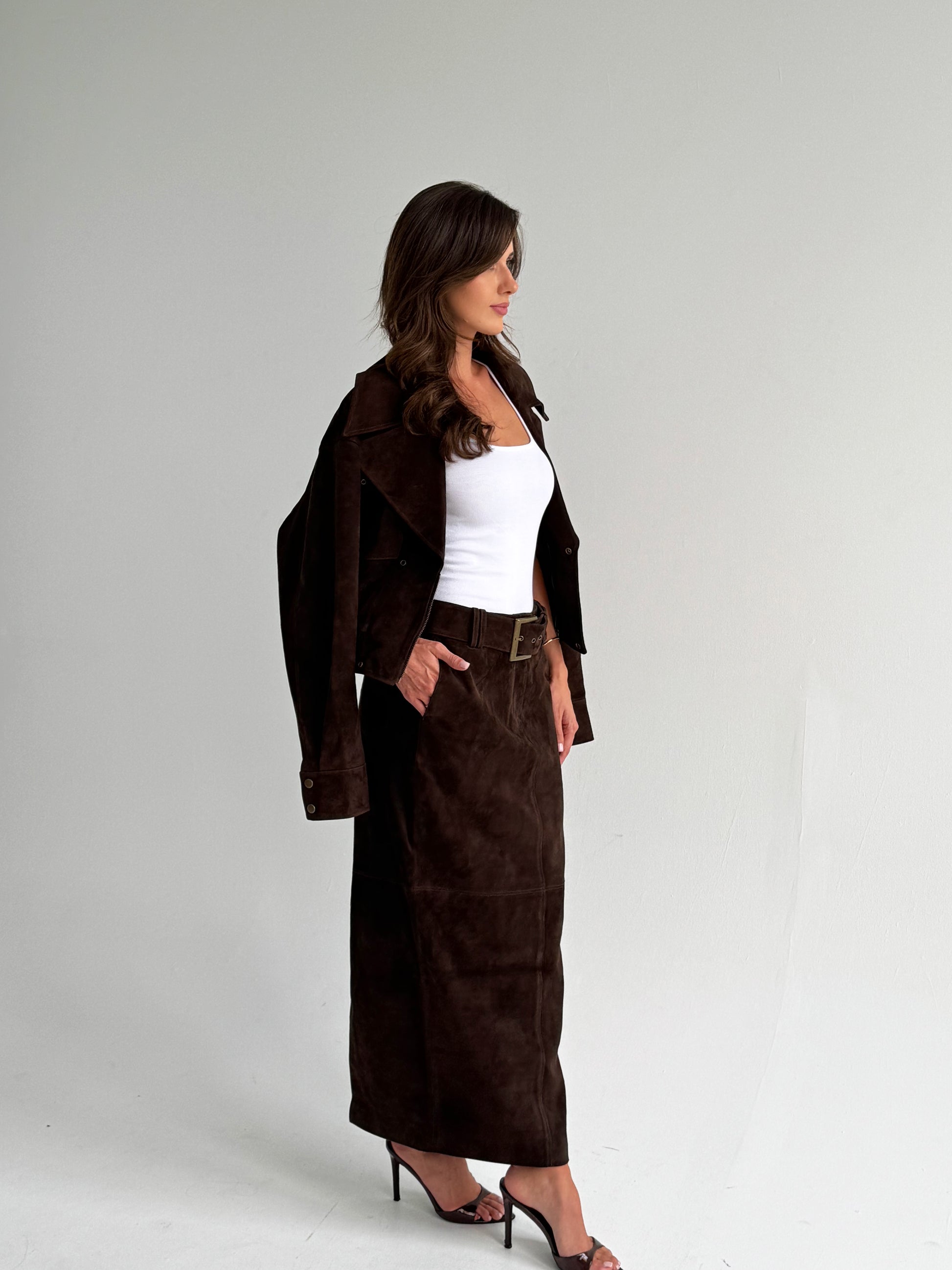 Suede Maxi Skirt