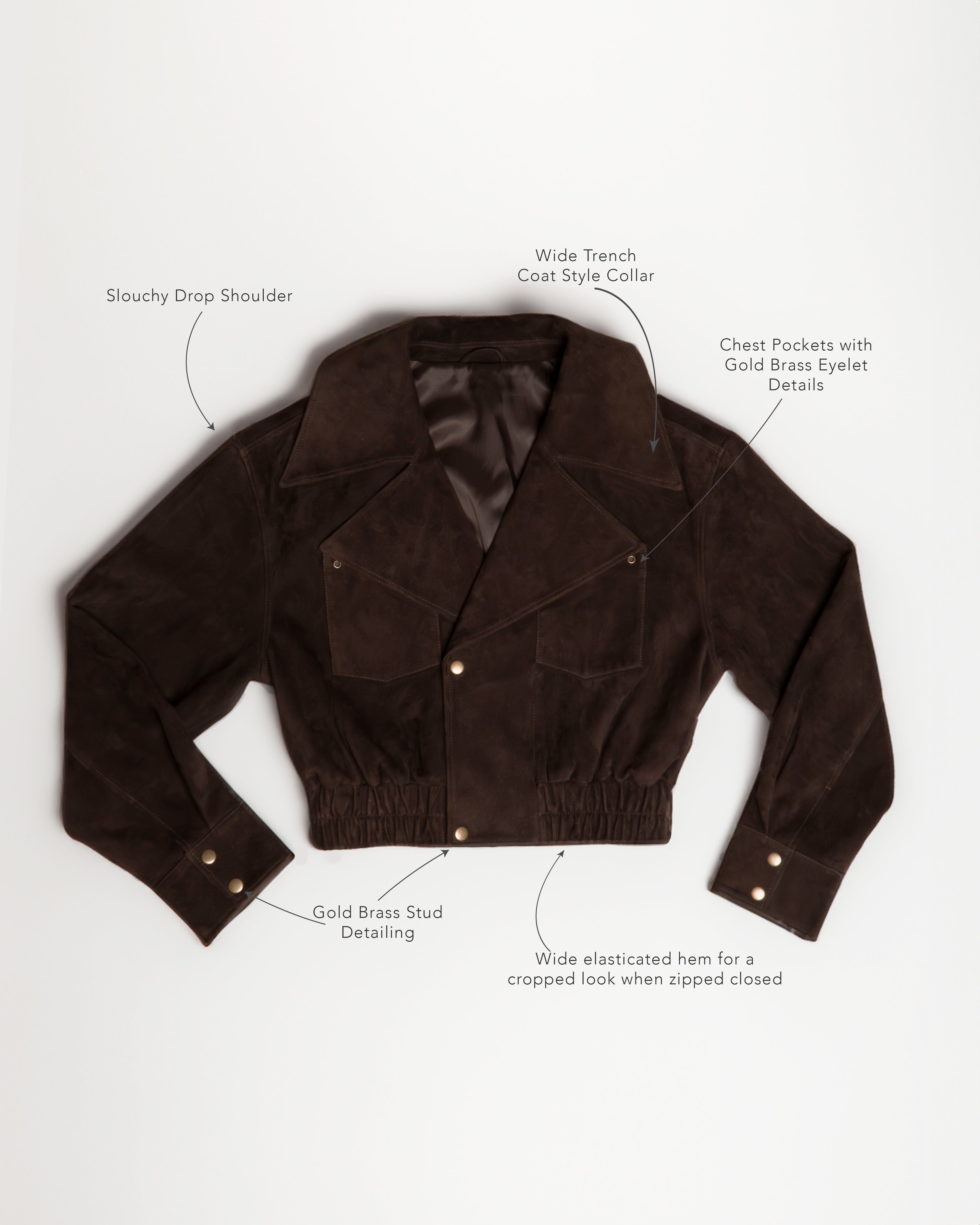 Suede Cropped Bomber Jacket